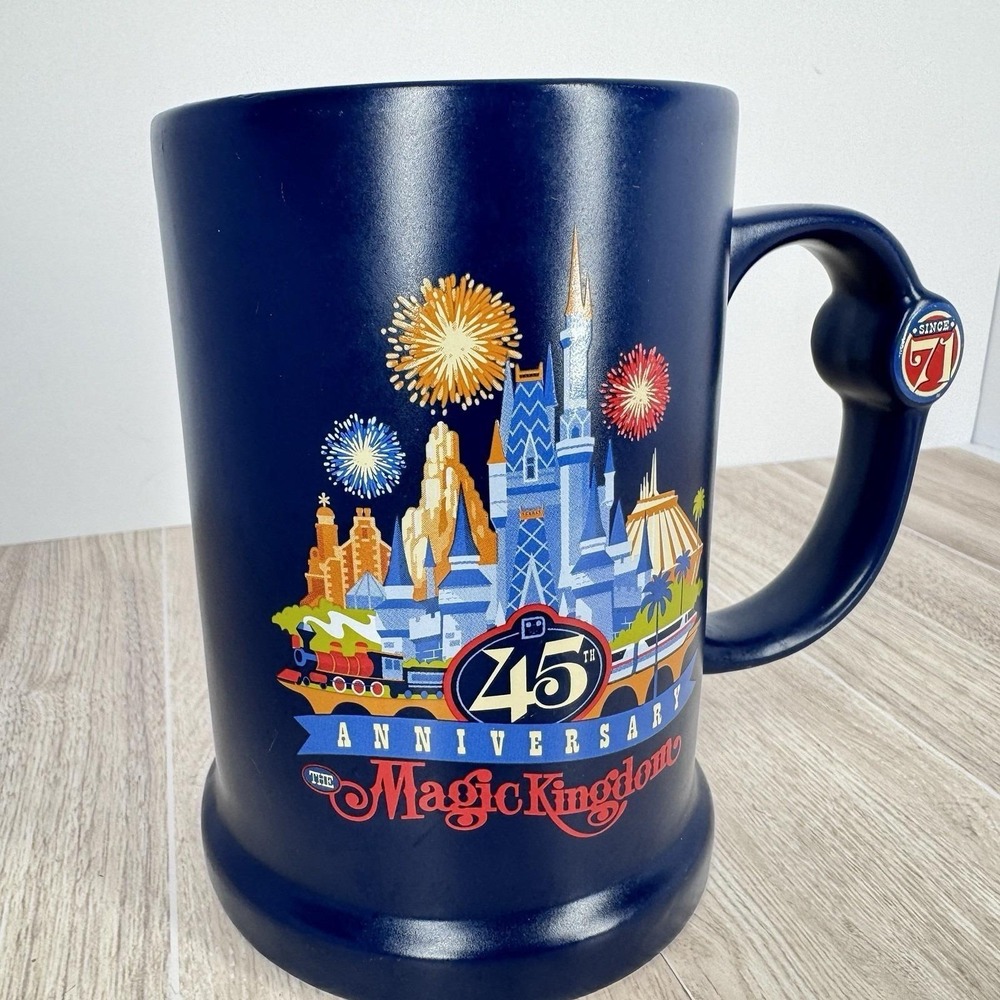 Disney Parks Magic Kingdom 45th Anniversary Blue Stein Mug 1971 Charm